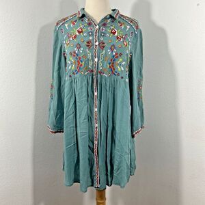 Kyla Seo Tunic Top Womens XS Embroidered Floral Fairycore‎ Boho Blouse